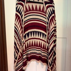 Faded Glory Burgundy and Navy Poncho